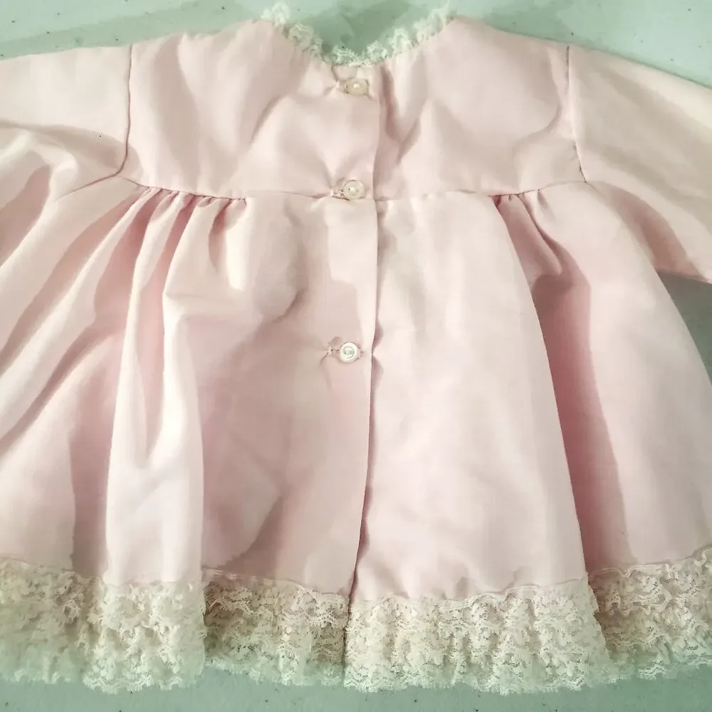 Vintage Baby girl Alexis Pink 6-9 M Floral Lace Dress shirt